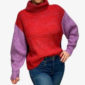 COPY - Elodie Large Nordstrom Cozy Turtleneck Sweater Purple Color block Multi …